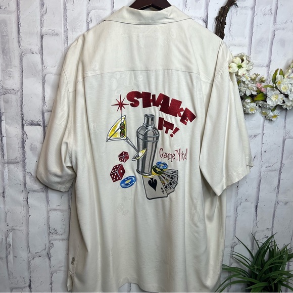 Embroidered XLarge Game Night Shake It Silk Shirt - Picture 3 of 6